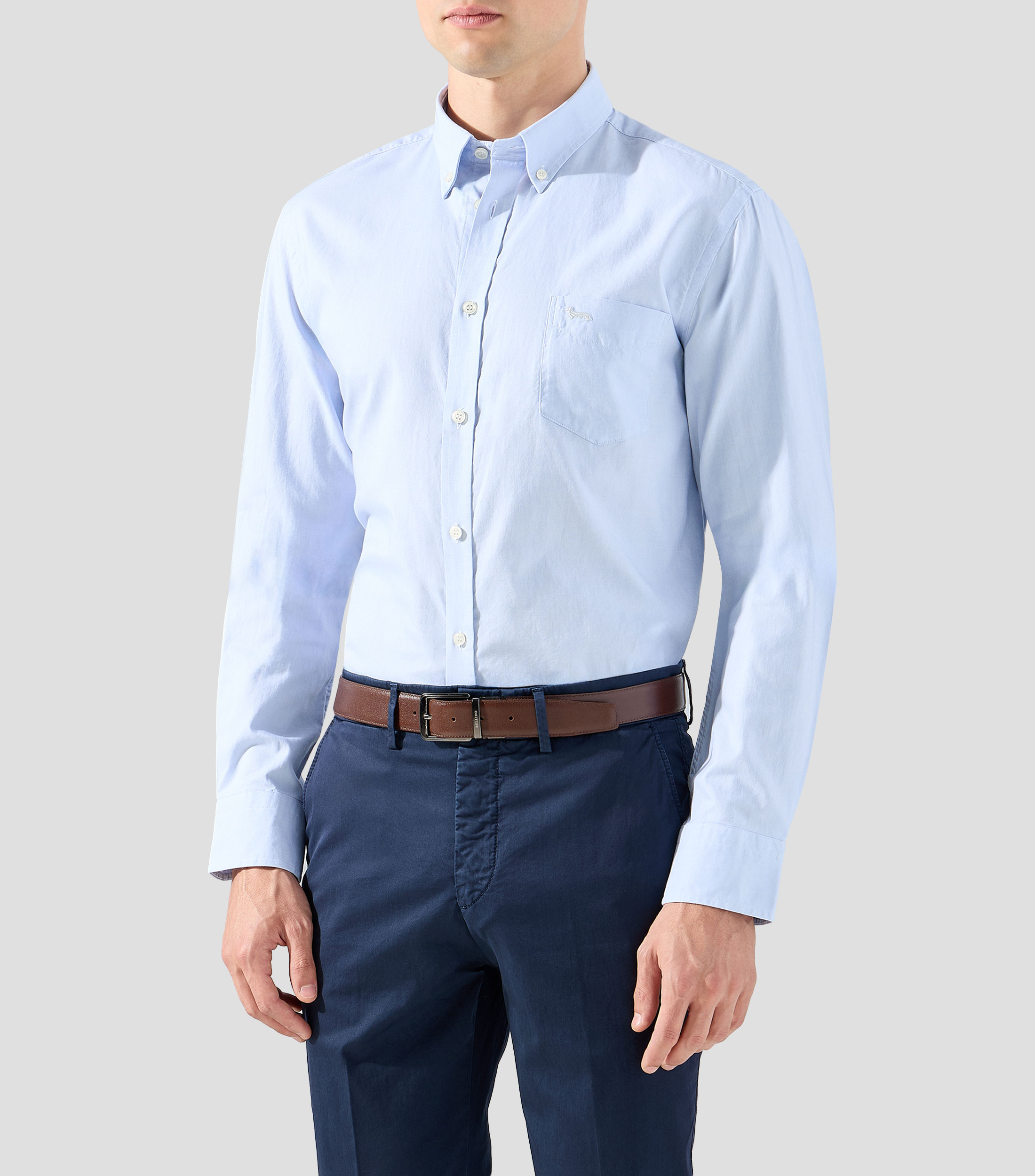 Camisa liso manga larga Hombre